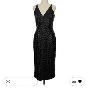 Dress the Population Black Sequin Midi Dress